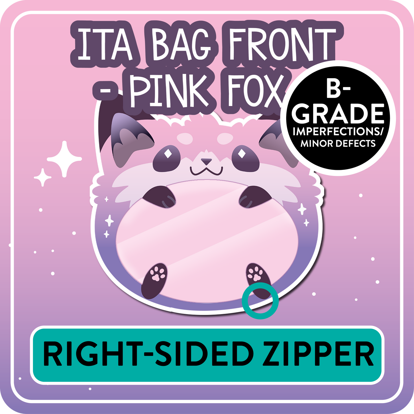 !! PLEASE READ !! FOX - RIGHT-SIDED ZIPPER - Ita Bag Exchangable Front Designs - 5 different colors