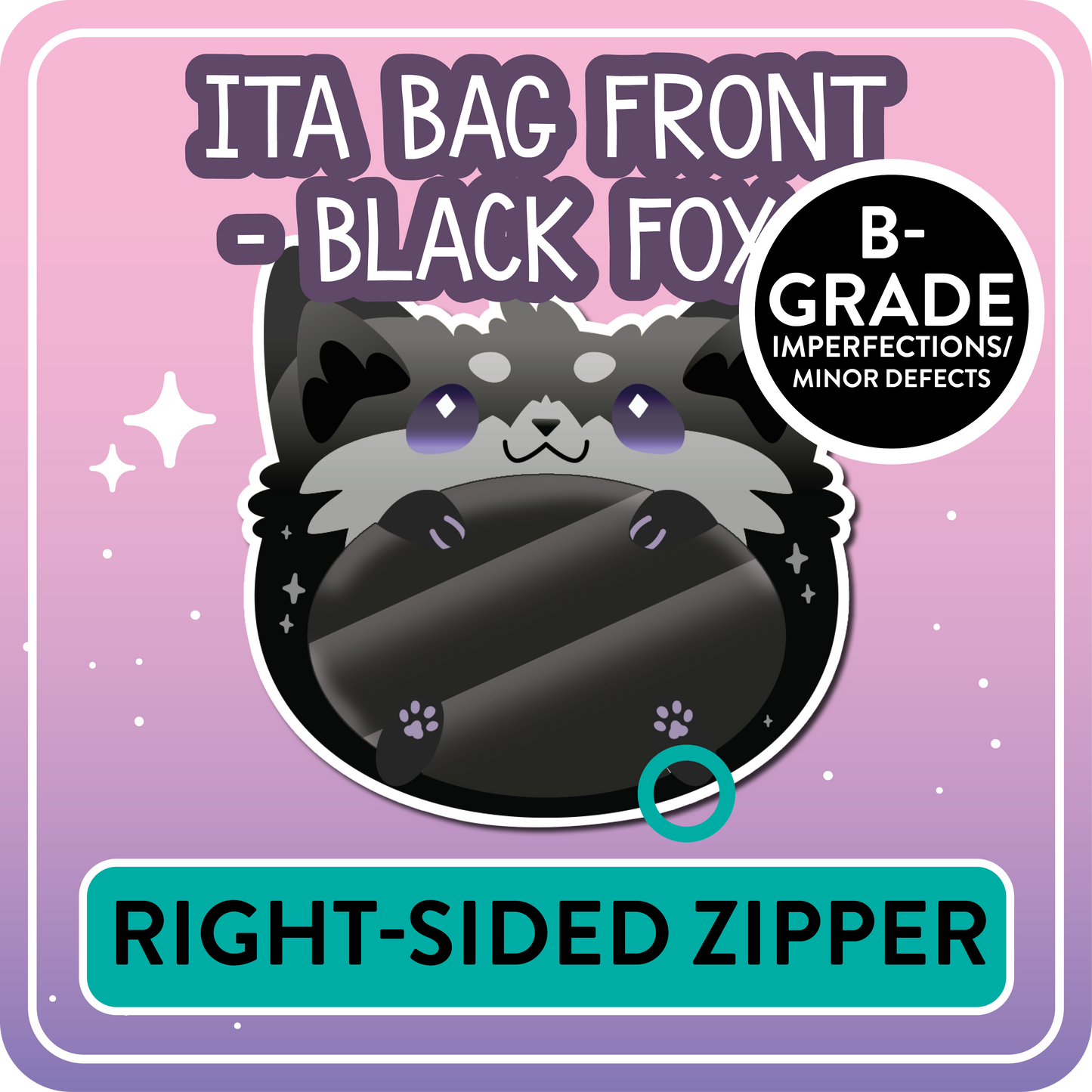 !! PLEASE READ !! FOX - RIGHT-SIDED ZIPPER - Ita Bag Exchangable Front Designs - 5 different colors