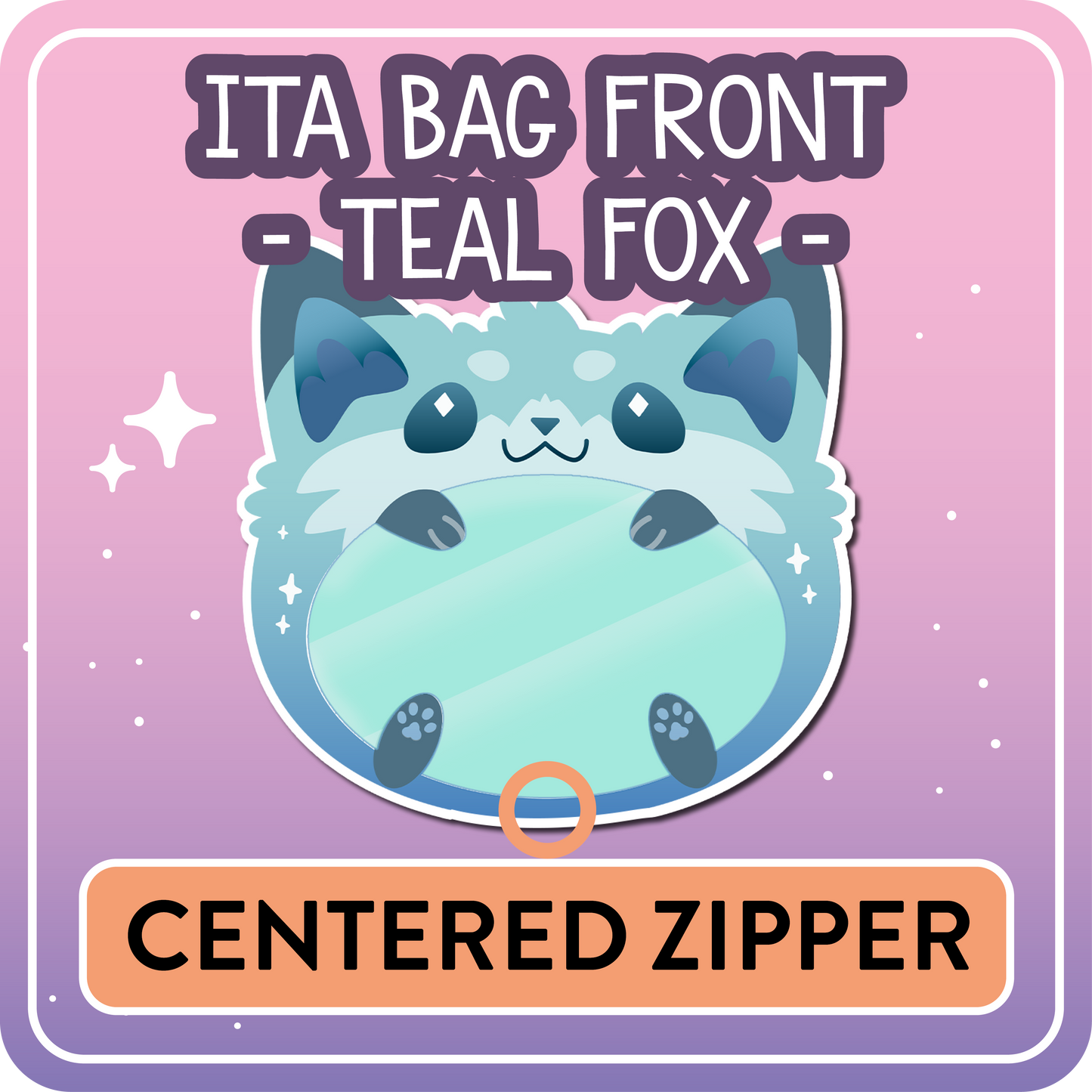 !! PLEASE READ !! FOX - CENTERED ZIPPER - Ita Bag Exchangable Front Designs - 5 different colors