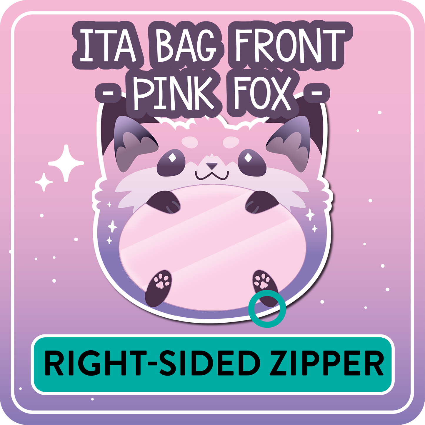 !! PLEASE READ !! FOX - RIGHT-SIDED ZIPPER - Ita Bag Exchangable Front Designs - 5 different colors