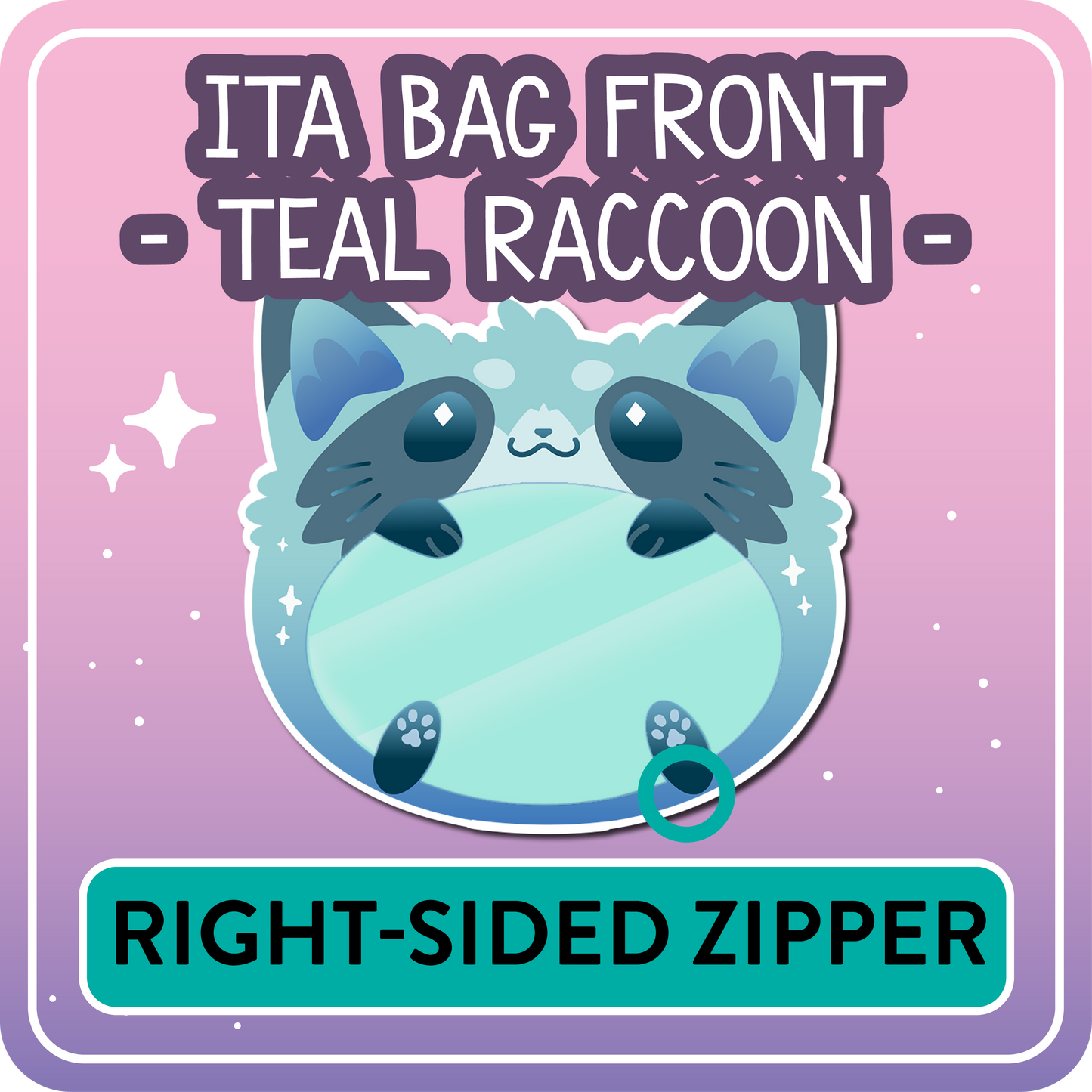 !! PLEASE READ !! RACCOON - RIGHT-SIDED ZIPPER - Ita Bag Exchangable Front Designs - 5 different colors -