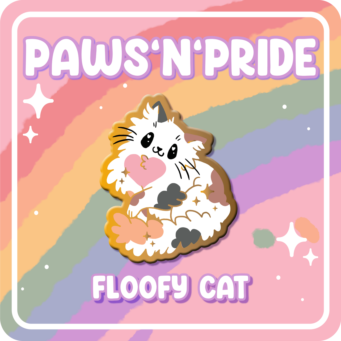 Paws'n'Pride Neutral Floofy Cat enamel pin