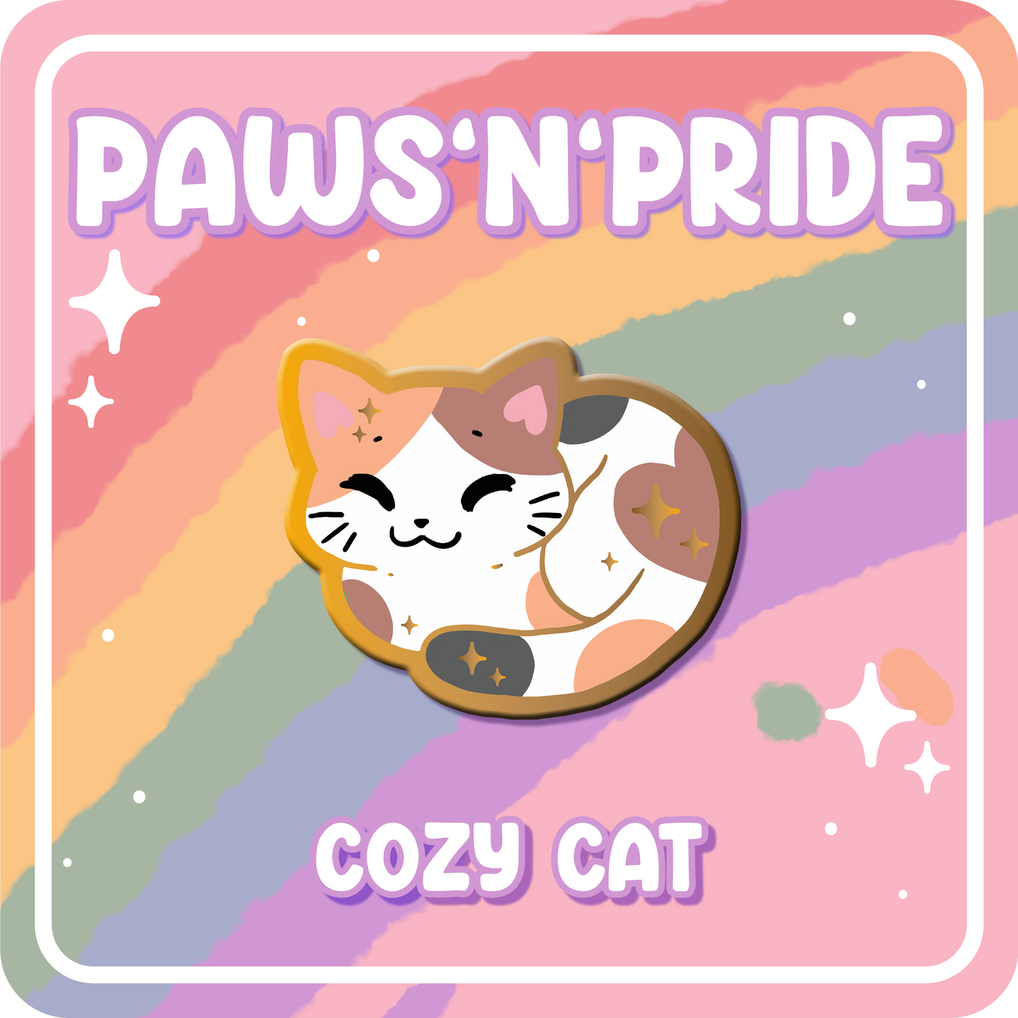 Paws'n'Pride Neutral Cozy Cat enamel pin