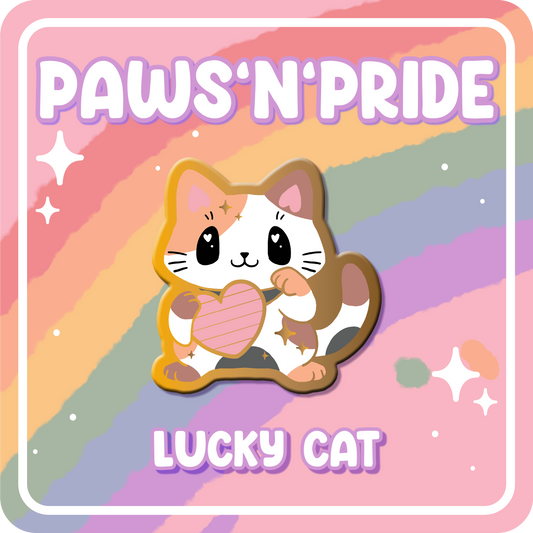 Paws'n'Pride Neutral Lucky Cat enamel pin
