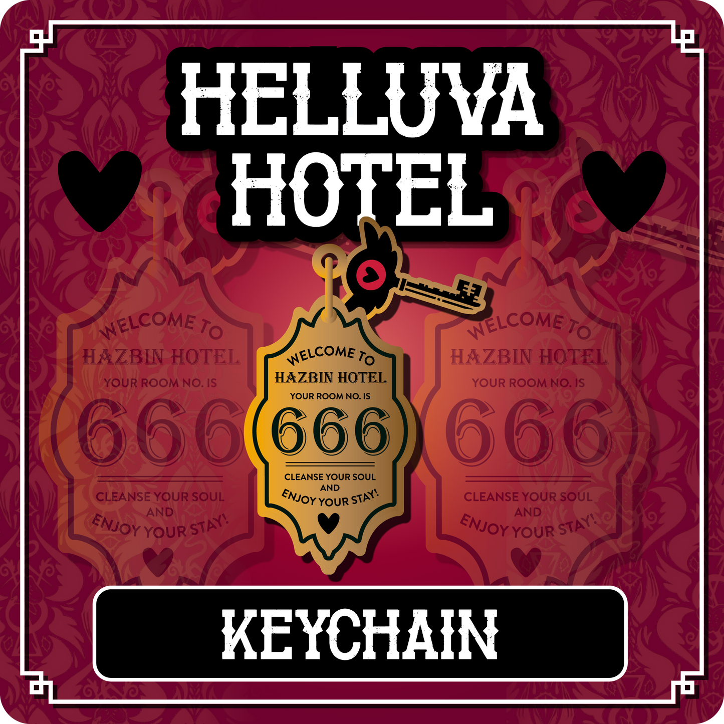 Double Keychain - Hazbin Hotel // Helluva Hotel Double-sided Keychain /w Charm