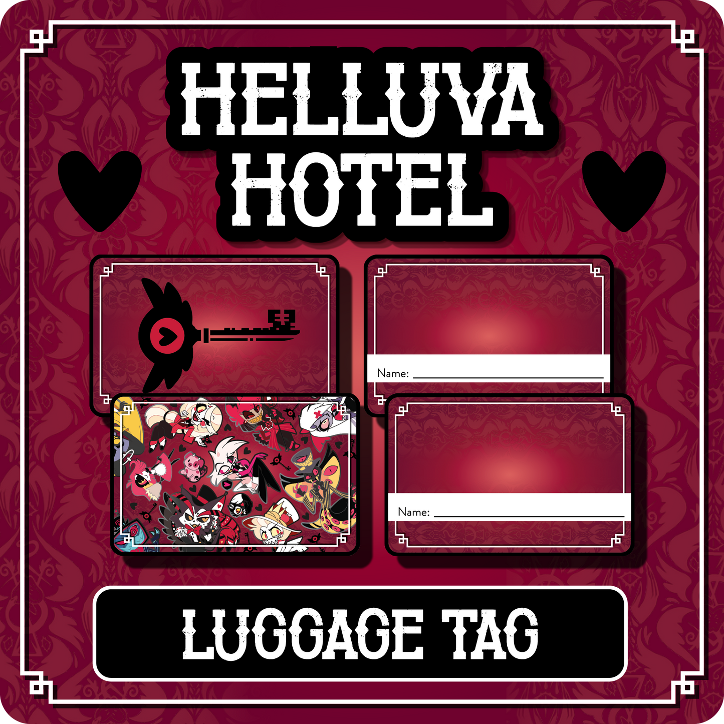 Luggage Tag Set - 2x Hazbin Hotel // Helluva Hotel Suitcase Name Tag