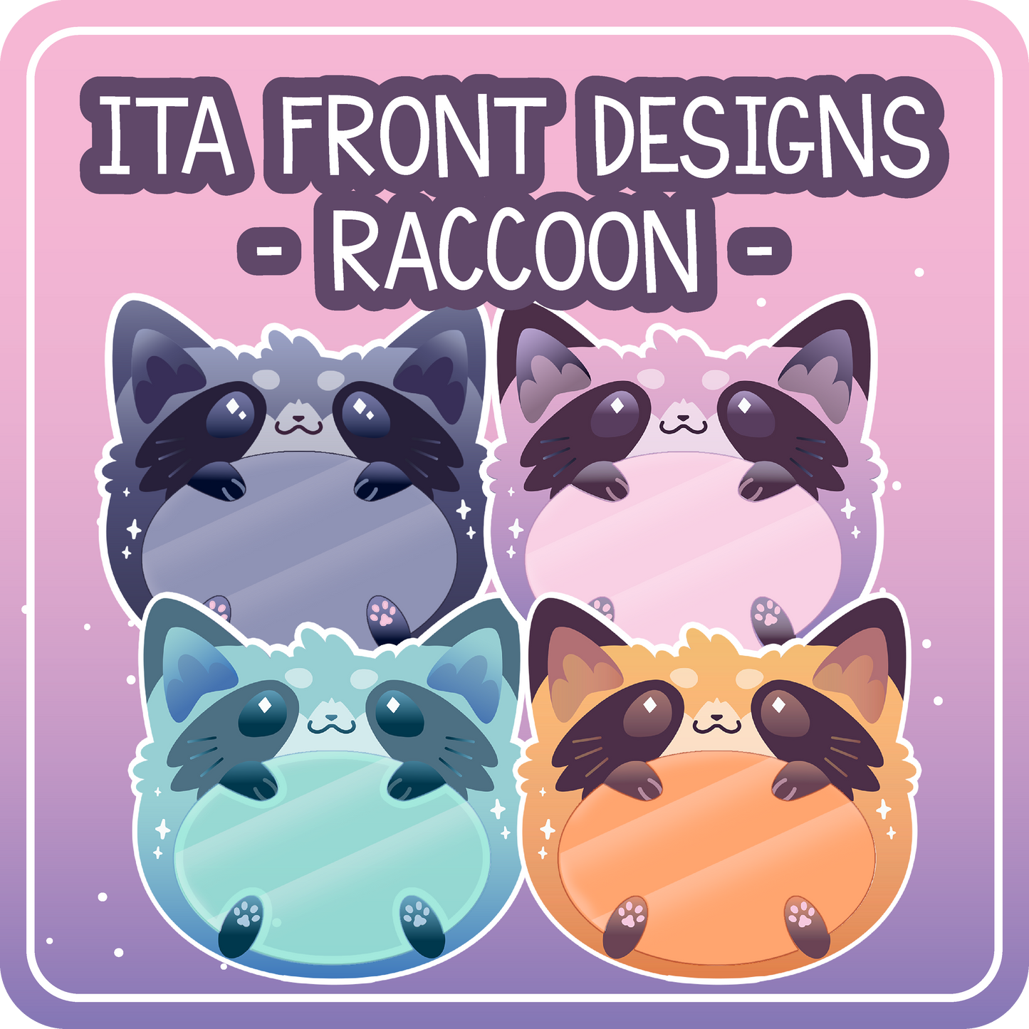 Kawaii Kompanions Ita Bag Exchangable Front Designs Raccoon - 4 different colors -