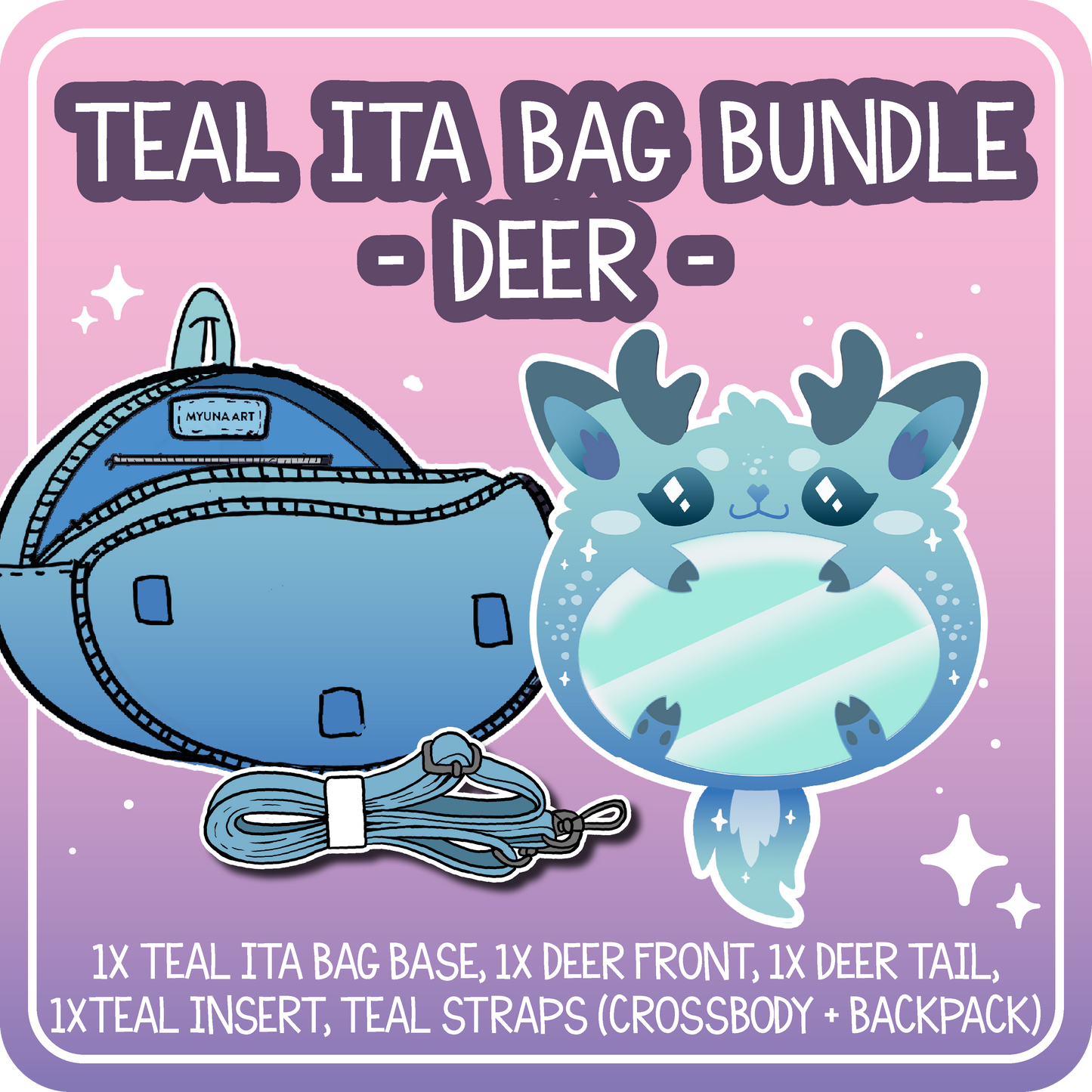 Kawaii Kompanions Ita Bag Bundle Teal Deer