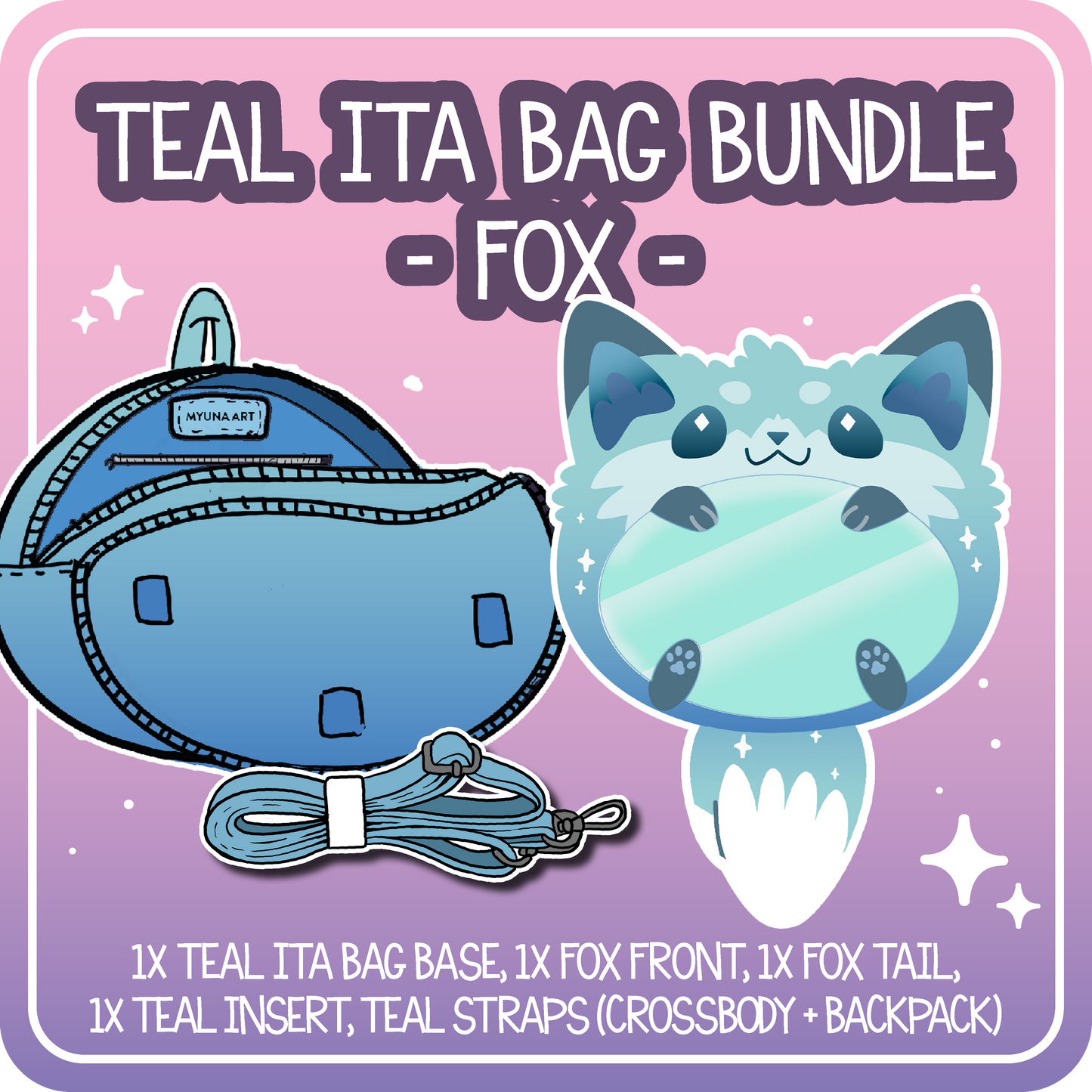 Kawaii Kompanions Ita Bag Bundle Teal Fox