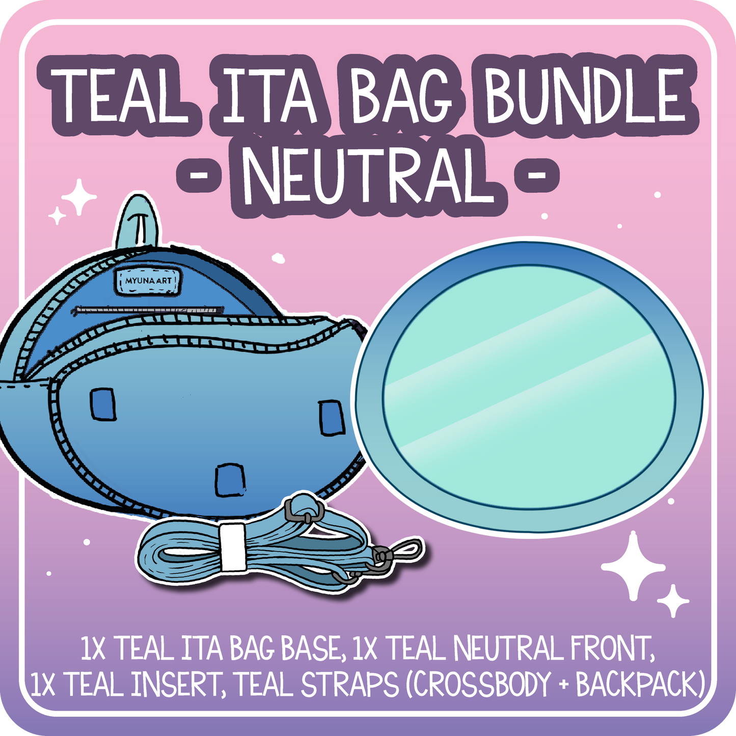 Kawaii Kompanions Ita Bag Bundle Teal Neutral Front