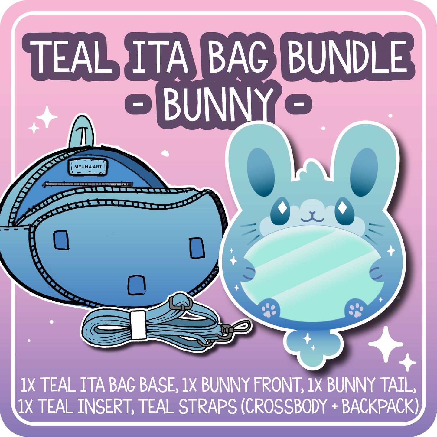Kawaii Kompanions Ita Bag Bundle Teal Bunny