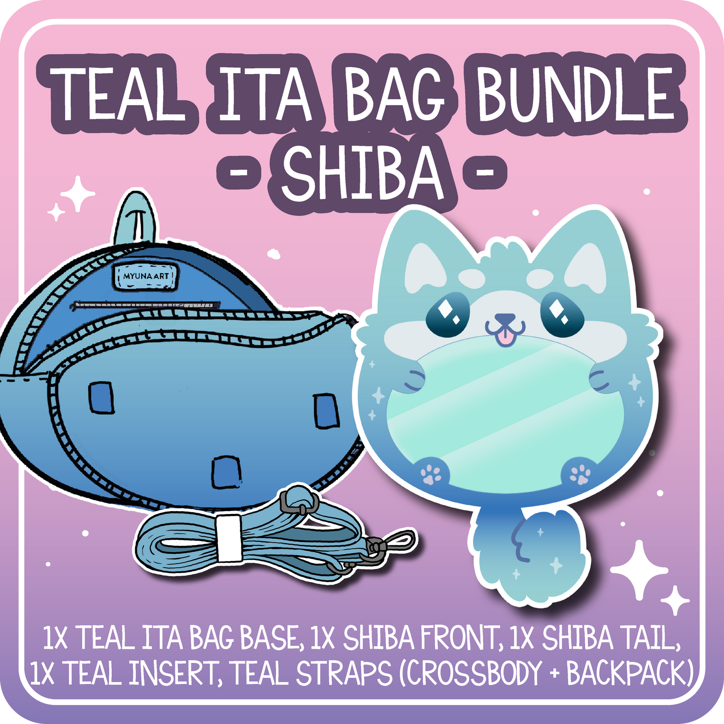 Kawaii Kompanions Ita Bag Bundle Teal Shiba // Corgi Dog Bag