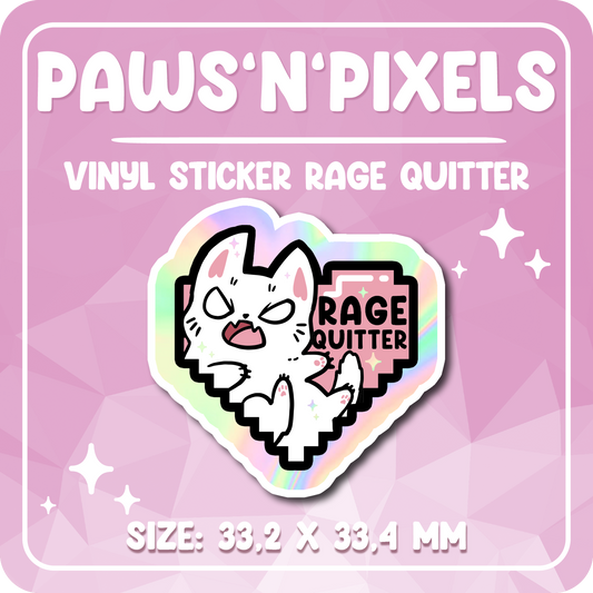 Paws'n'Pixels Rage Quitter Holo Vinyl Sticker