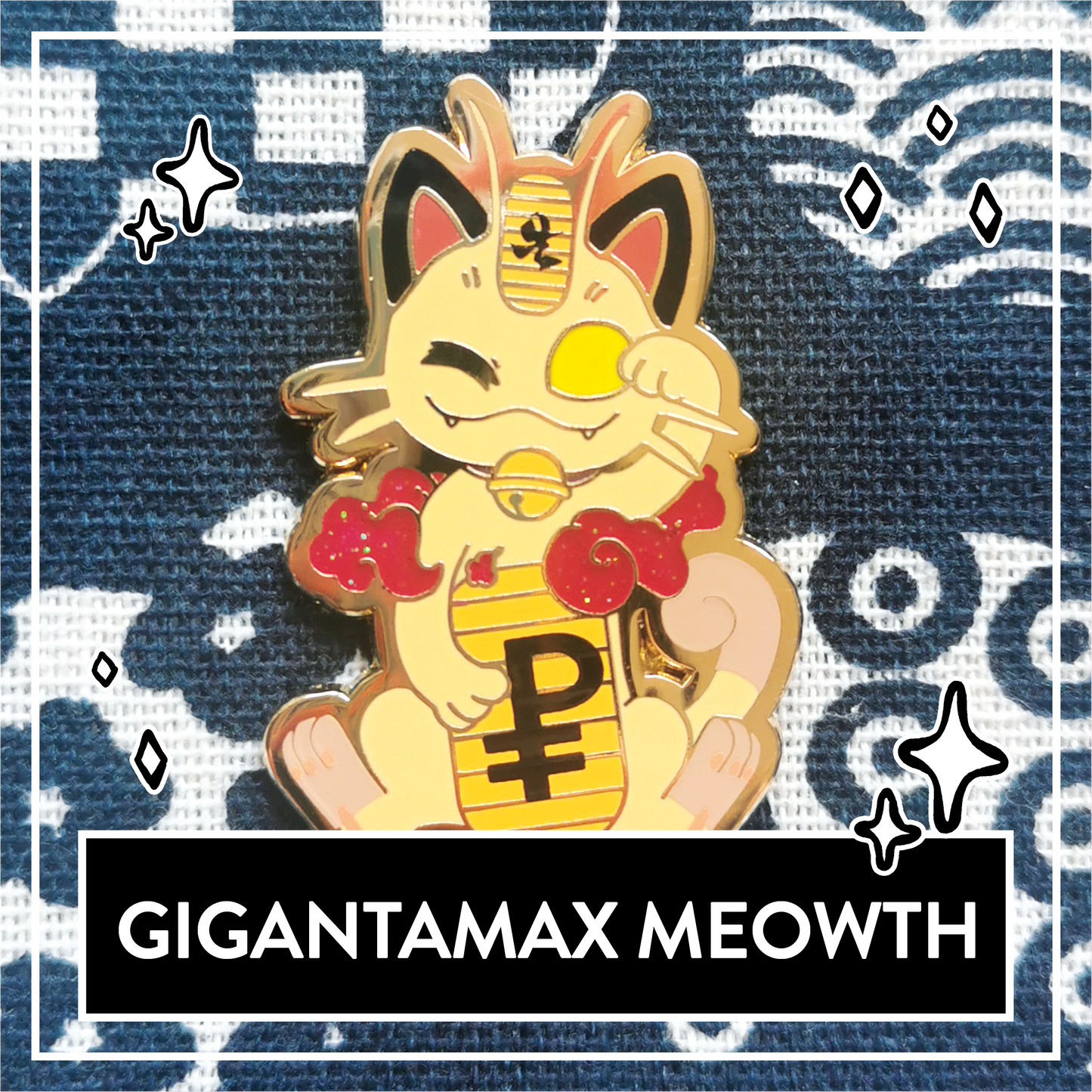 Gigantamax Meowth glitter pin