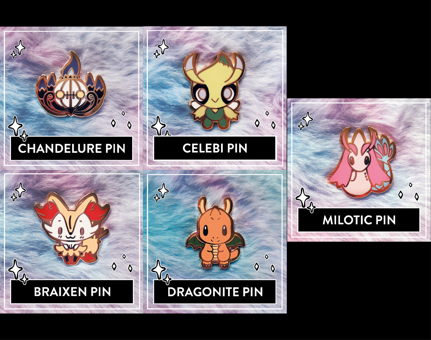PICK & MIX Mini Pin Bundle - Cute Pokemon Mini Pin Bundles – Hard Enamel Pins, Kawaii Art Pins, Umbreon, Celebi, Braixen, Sylveon and more