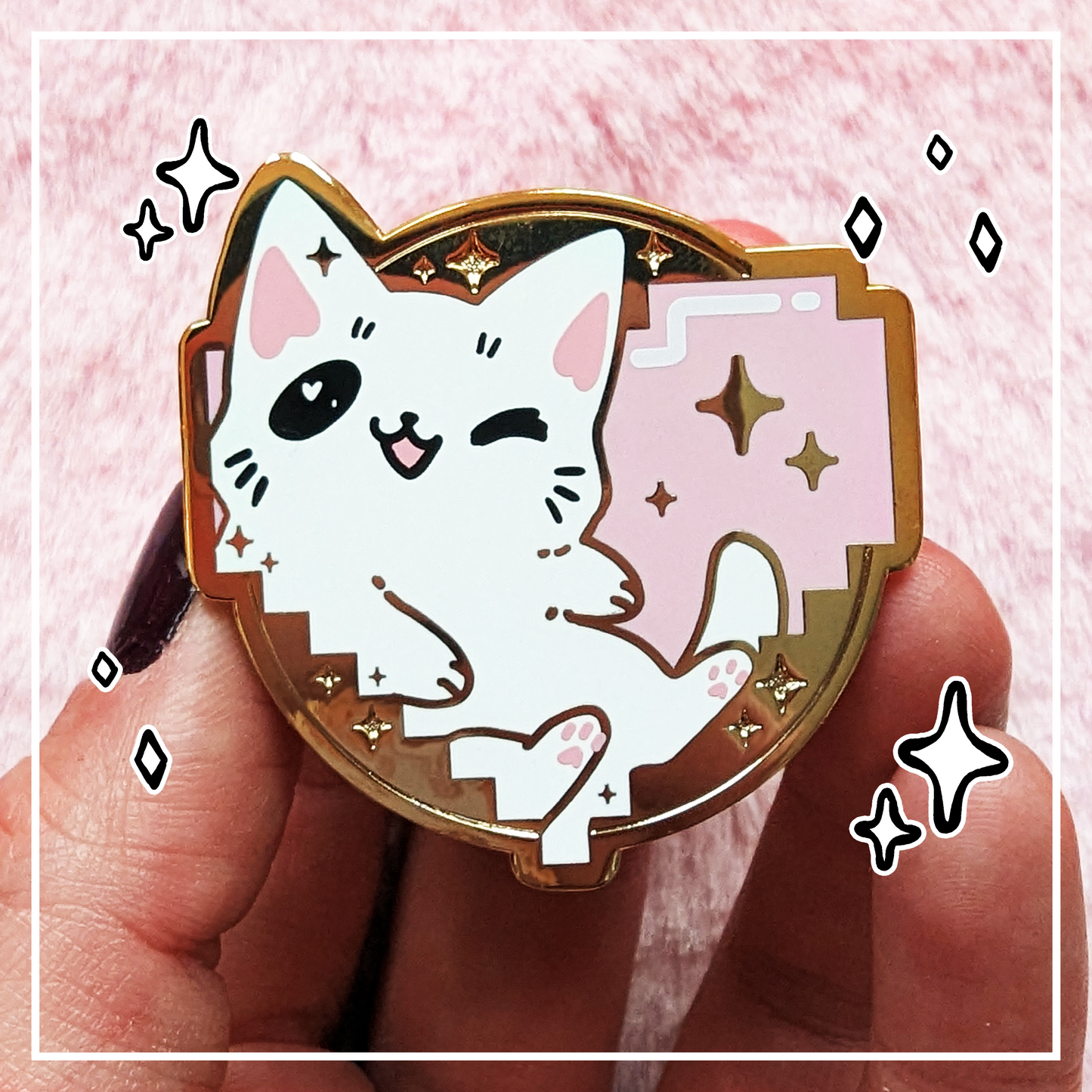 Paws'n'Pixels Phone Grip Cute Noob with enamel topper