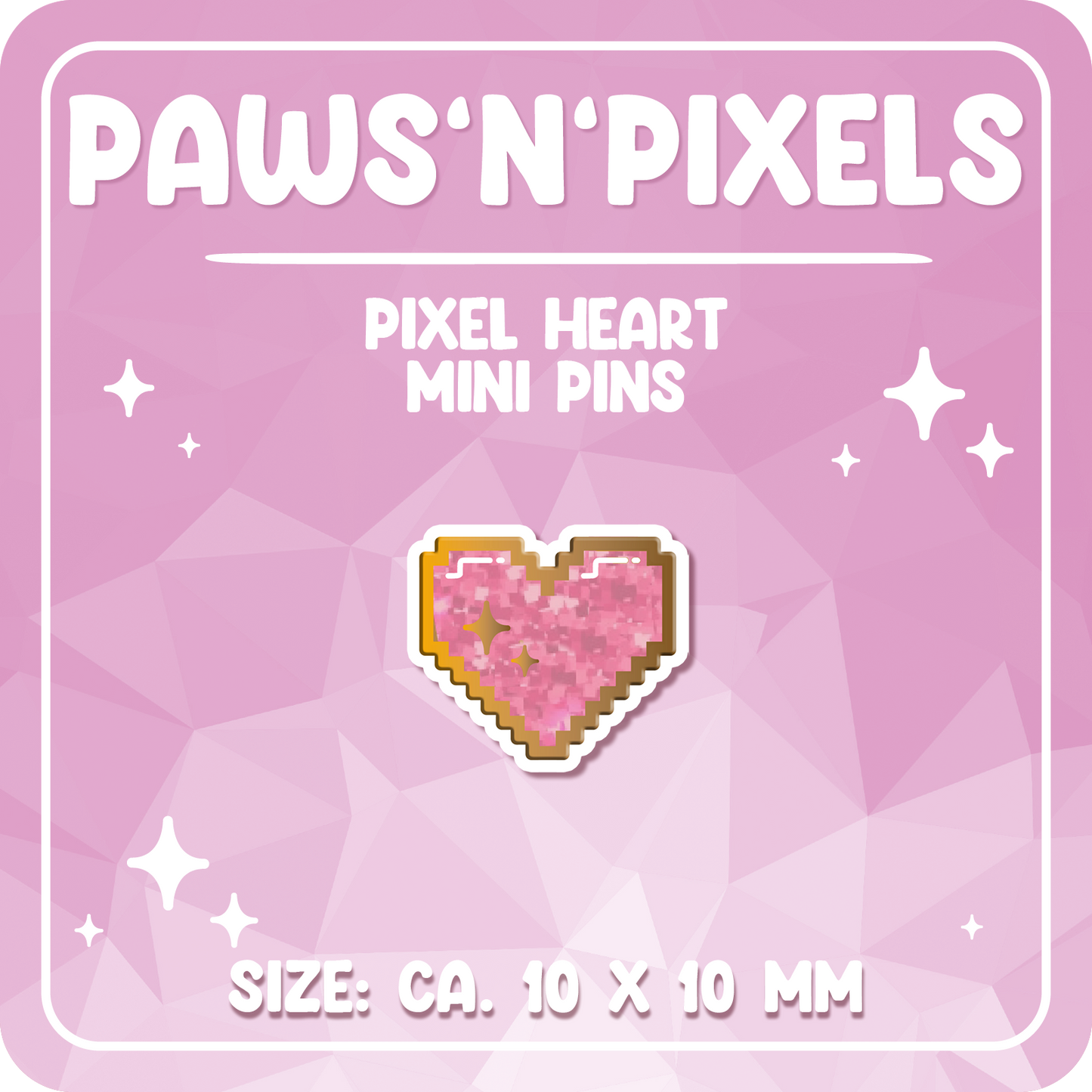 Paws'n'Pixels Mini Heart GLITTER enamel pin
