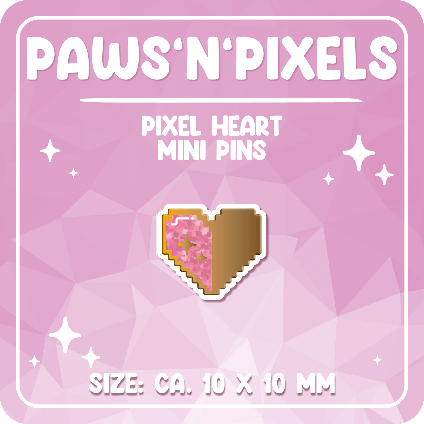 Paws'n'Pixels Mini Half Heart GLITTER enamel pin