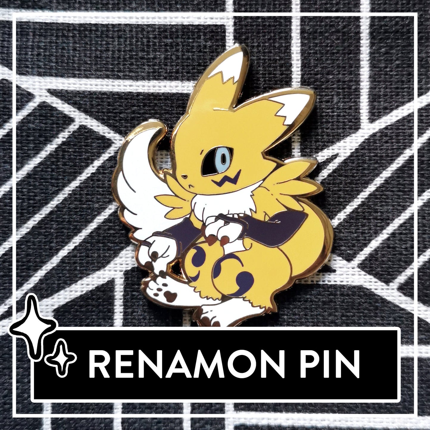 Renamon Hard Enamel Pin – Cute Digimon Fanart Pin