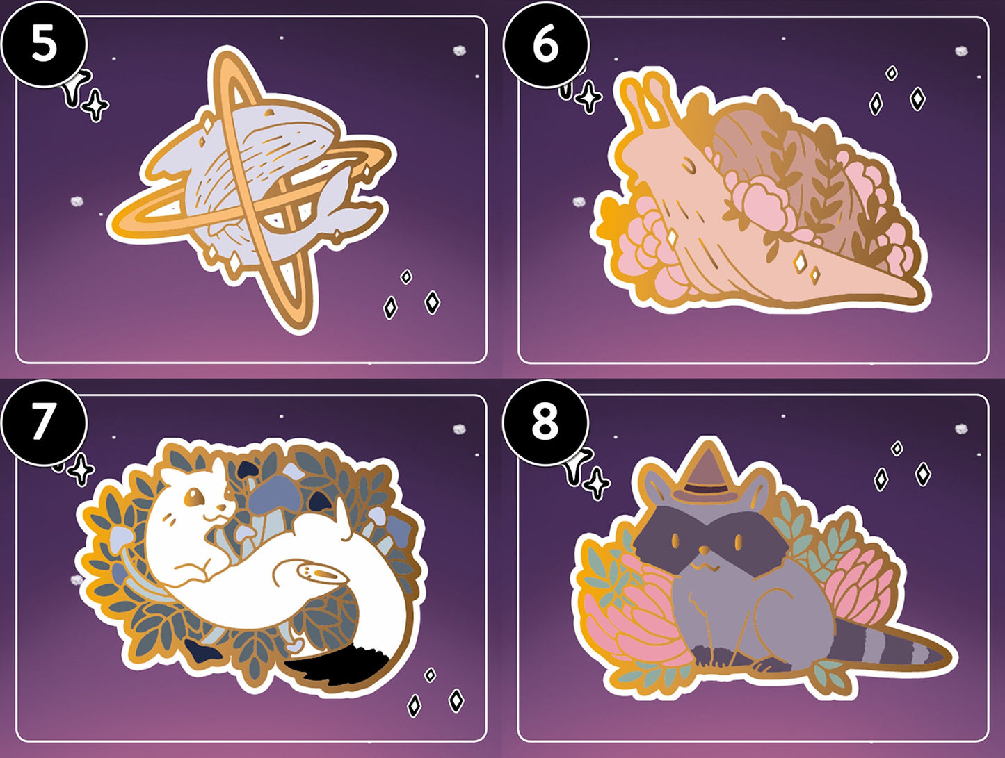 Myuna's Little Witch Acatemia Witch Familiar Pins, Cute pin, Cute Witchy Animal Hard Enamel Pins