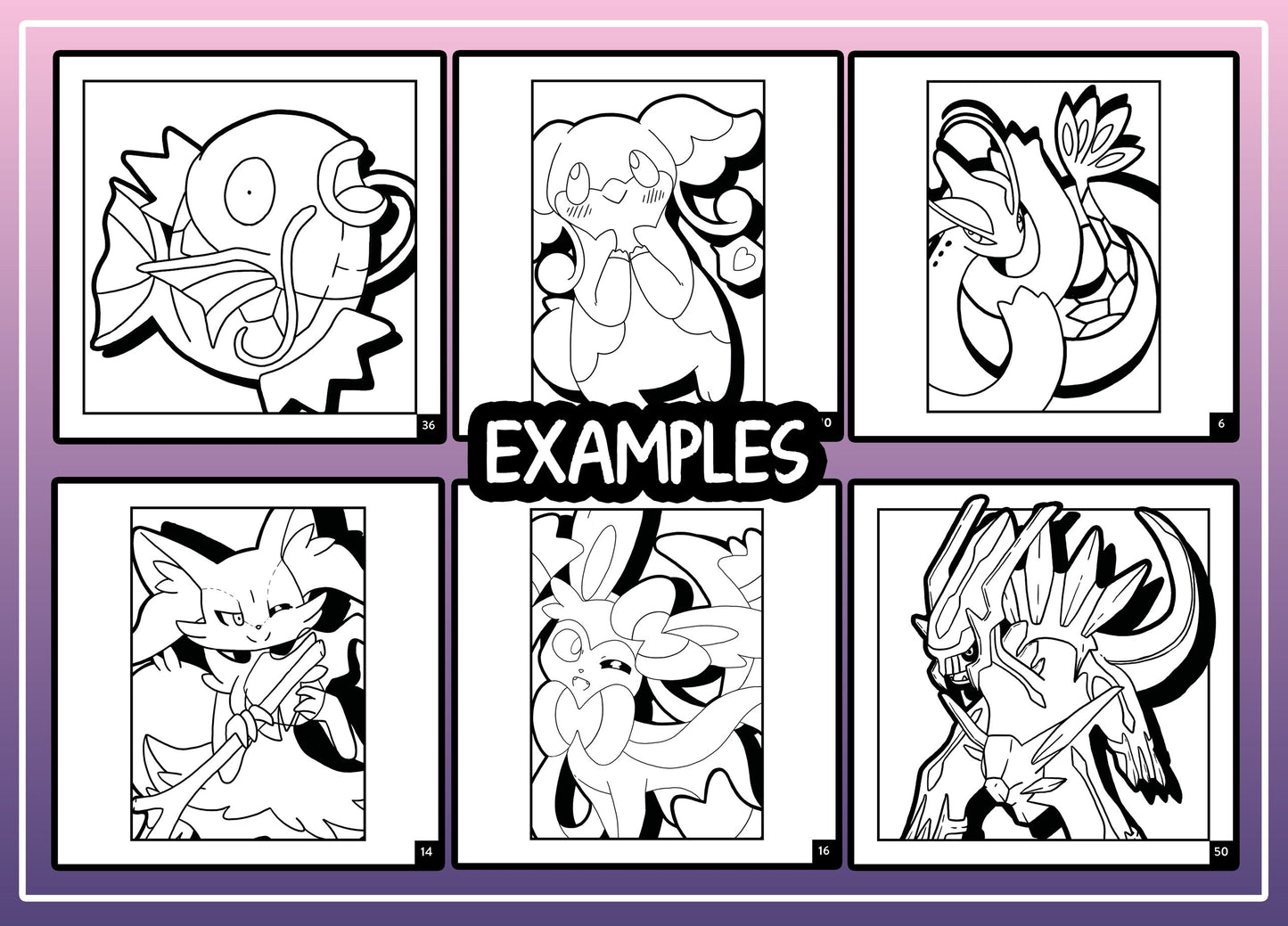 Cute Pokemon Fanart Coloring Book with more than 30 artworks for children and adults