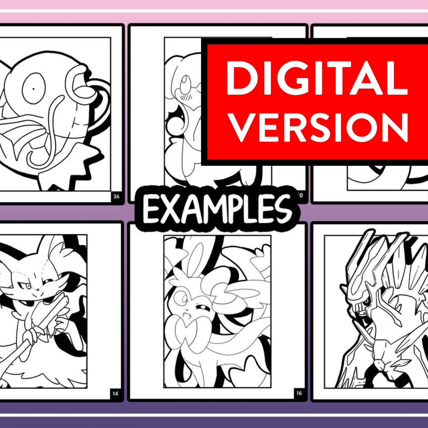 Cute Pokemon Fanart Coloring Book with more than 30 artworks for children and adults
