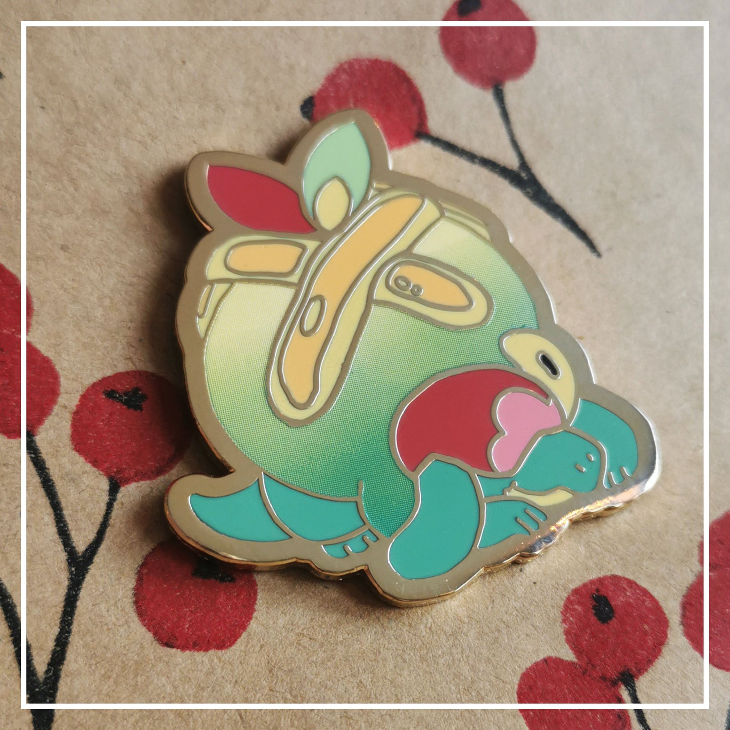 Pokemon Appletun Fanart Pin with printed gradient details - Cute Apple Cake Dessert Hard Enamel Pin