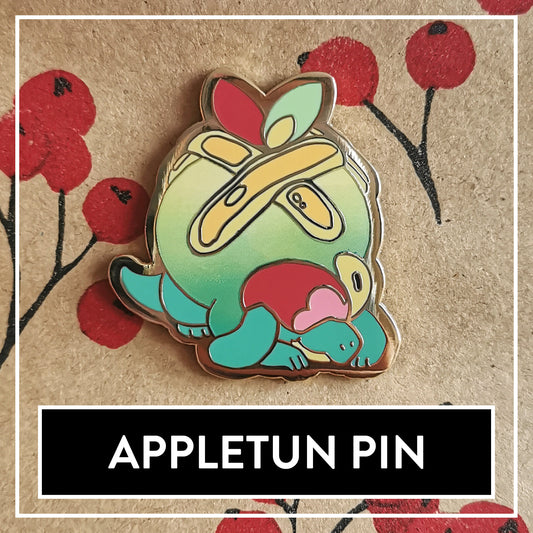 Pokemon Appletun Fanart Pin with printed gradient details - Cute Apple Cake Dessert Hard Enamel Pin