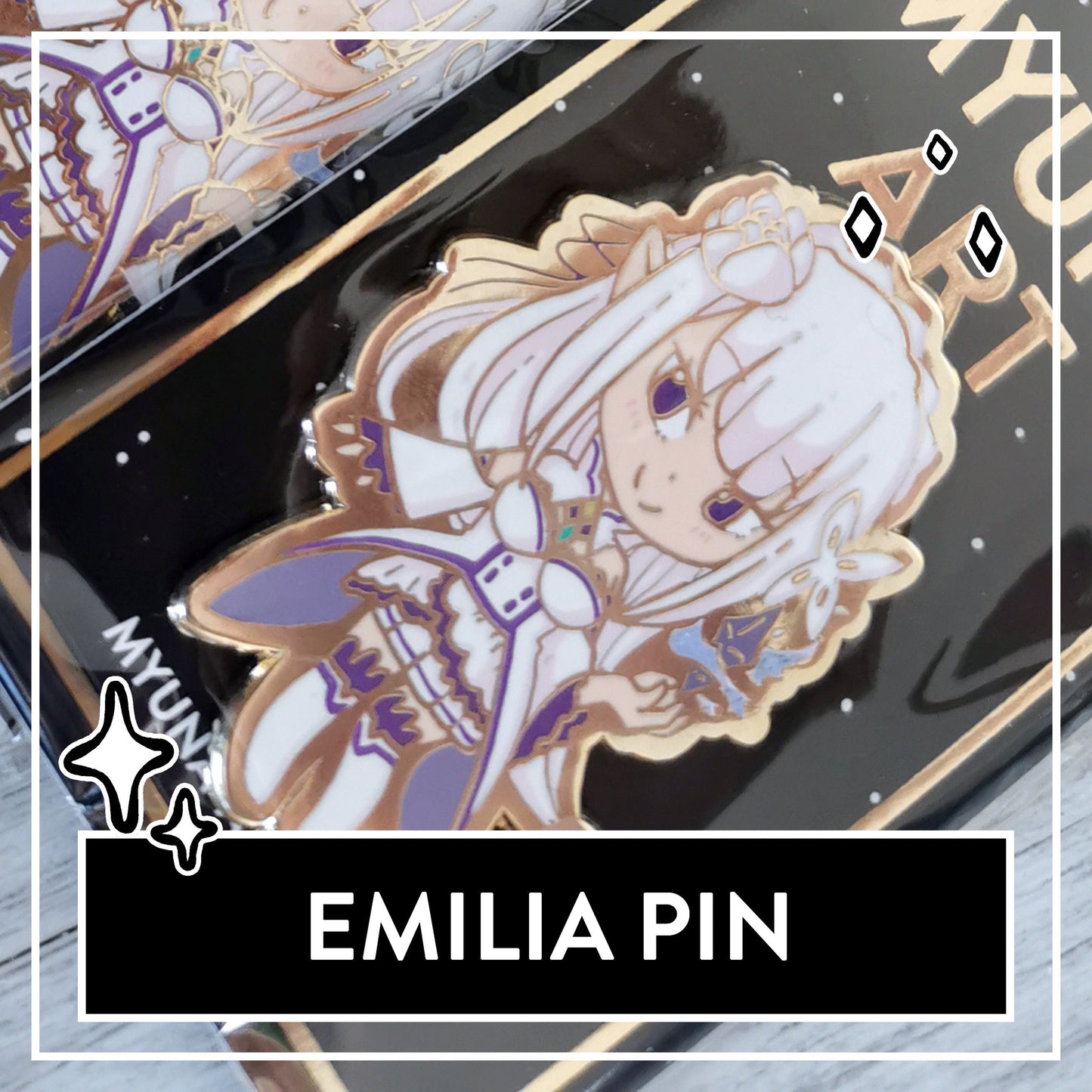 Emilia Hard Enamel Pin - Cute Re:Zero Fanart Pin, Rezero Anime Pin