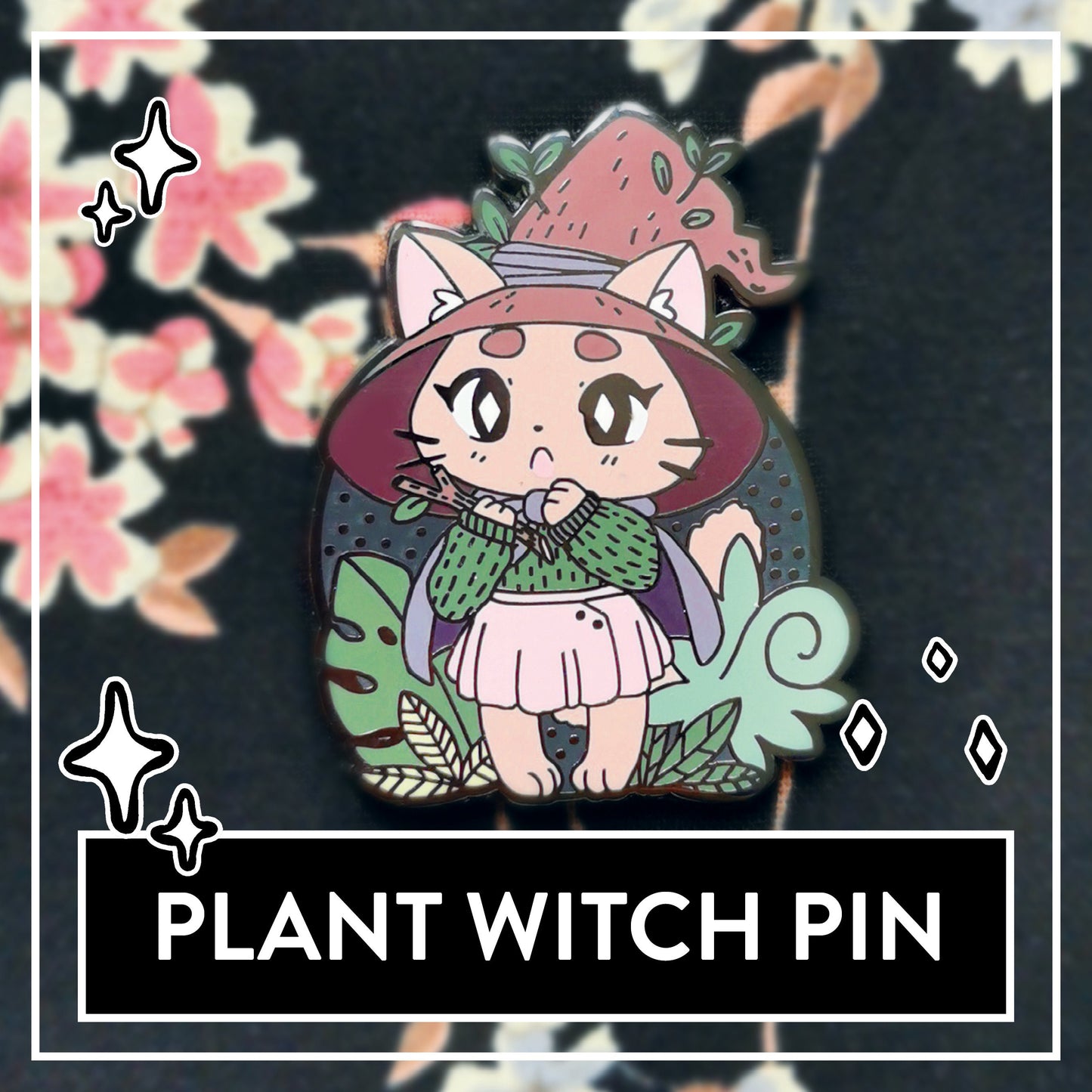 Plant Witch Pin - Little Witch Acatemia Cat Witch Talisman Pins