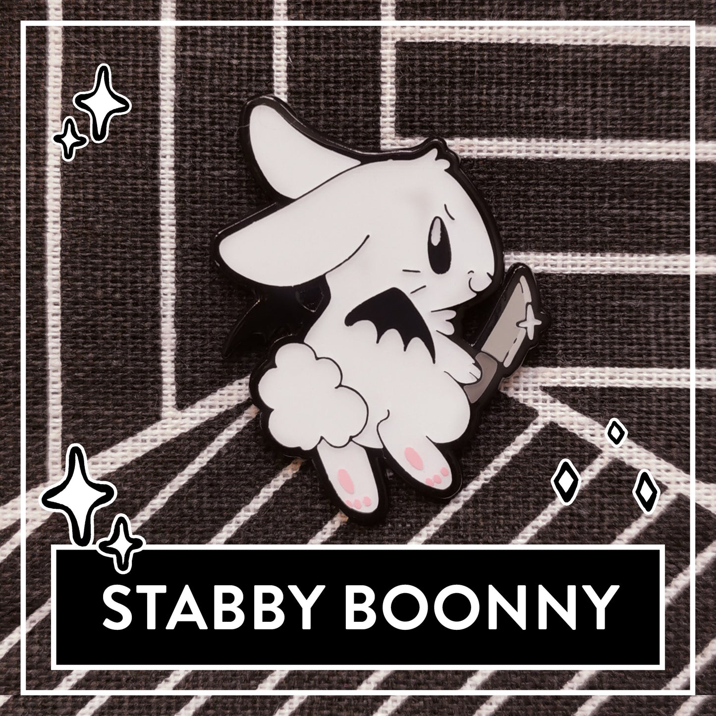 Halloween Spooky Boonnies Cute Hard Enamel Pins - Stabby Boonny & Baby Boonny Enamel + Epoxy pins