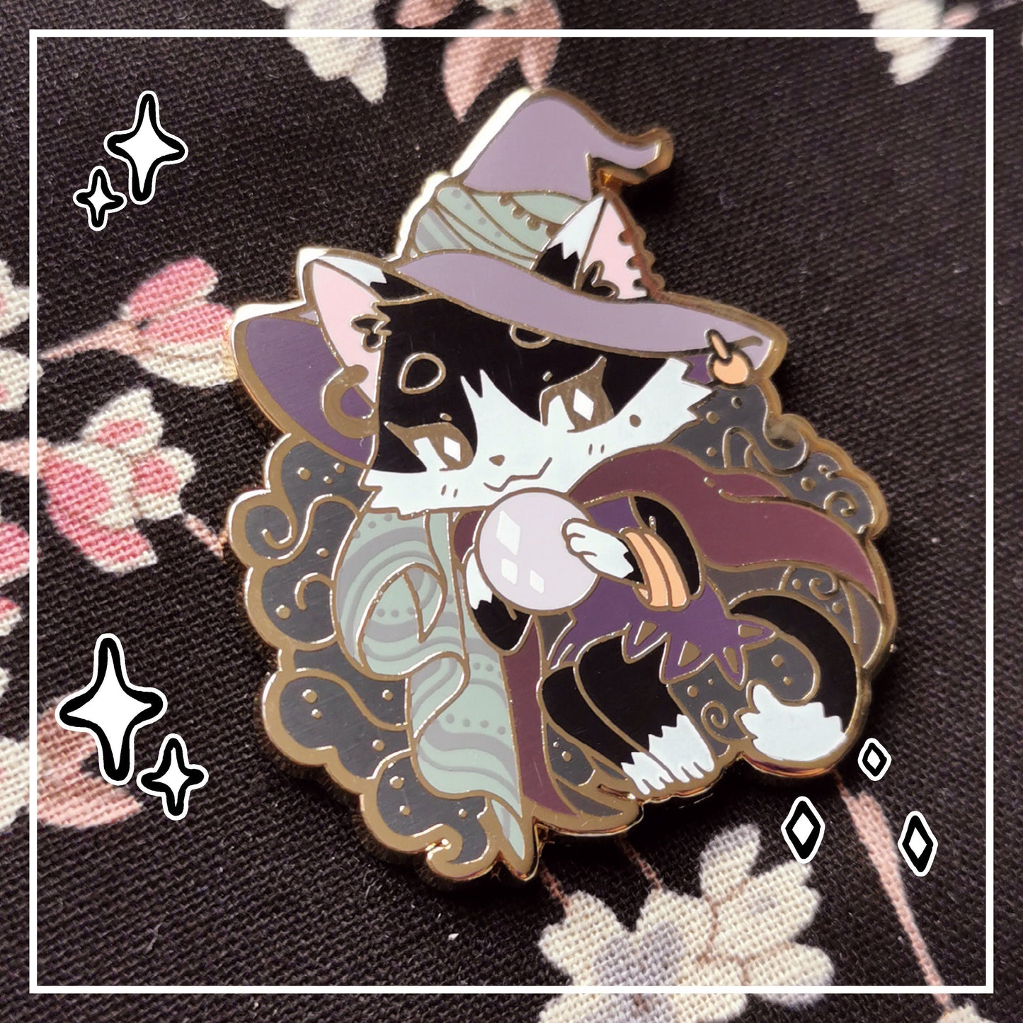 Myuna's Oracle Witch Pin - Little Witch Acatemia Cat Witch Pins - Cute Cat Witch talismans, Kawaii Witchy Occult Hard Enamel Pins