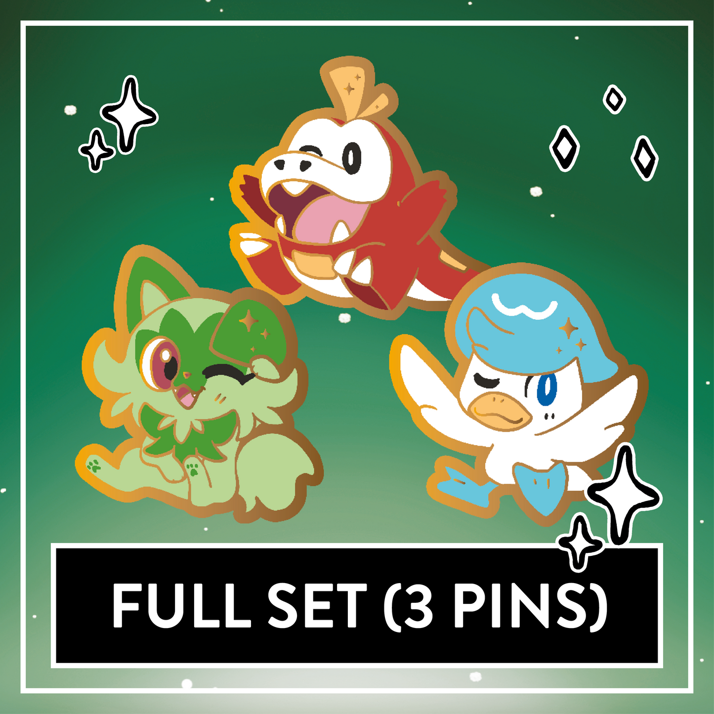 Cute Paldea Starter Friends - Set & Single Mini Hard Enamel Pins
