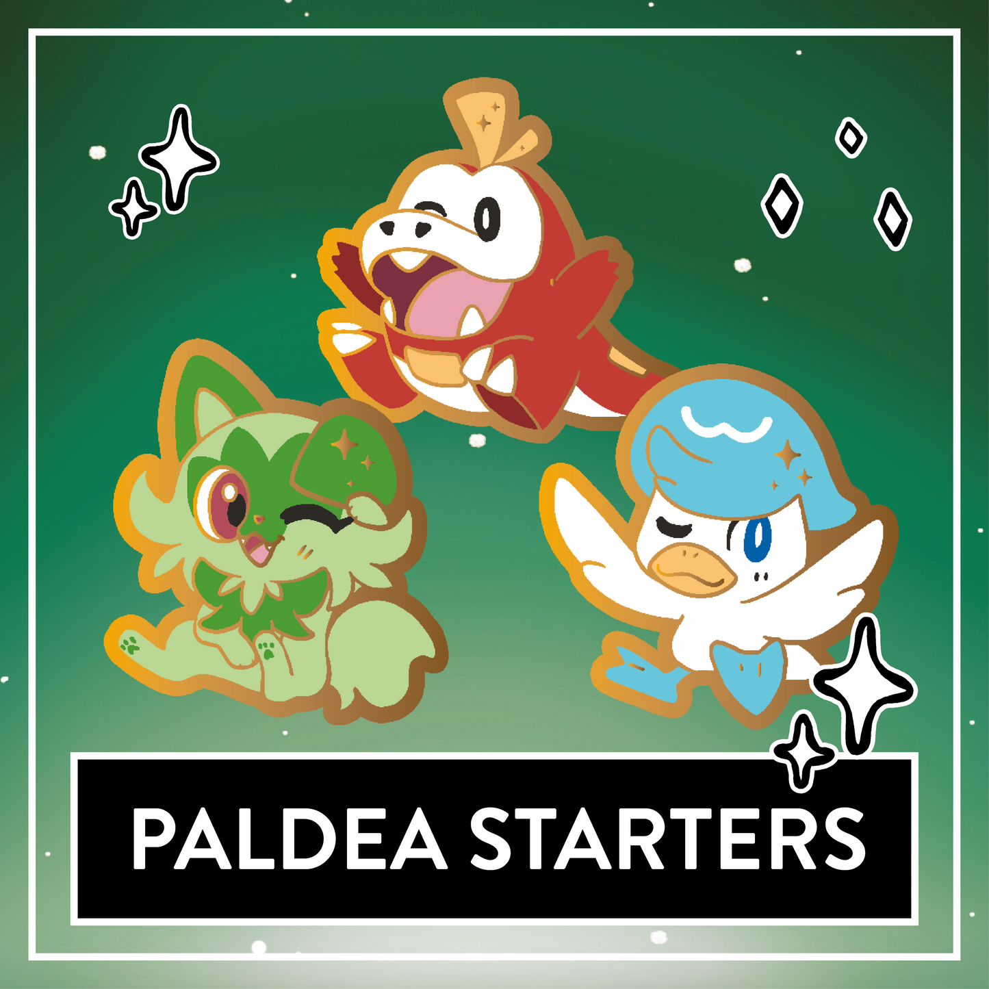 Cute Paldea Starter Friends - Set & Single Mini Hard Enamel Pins