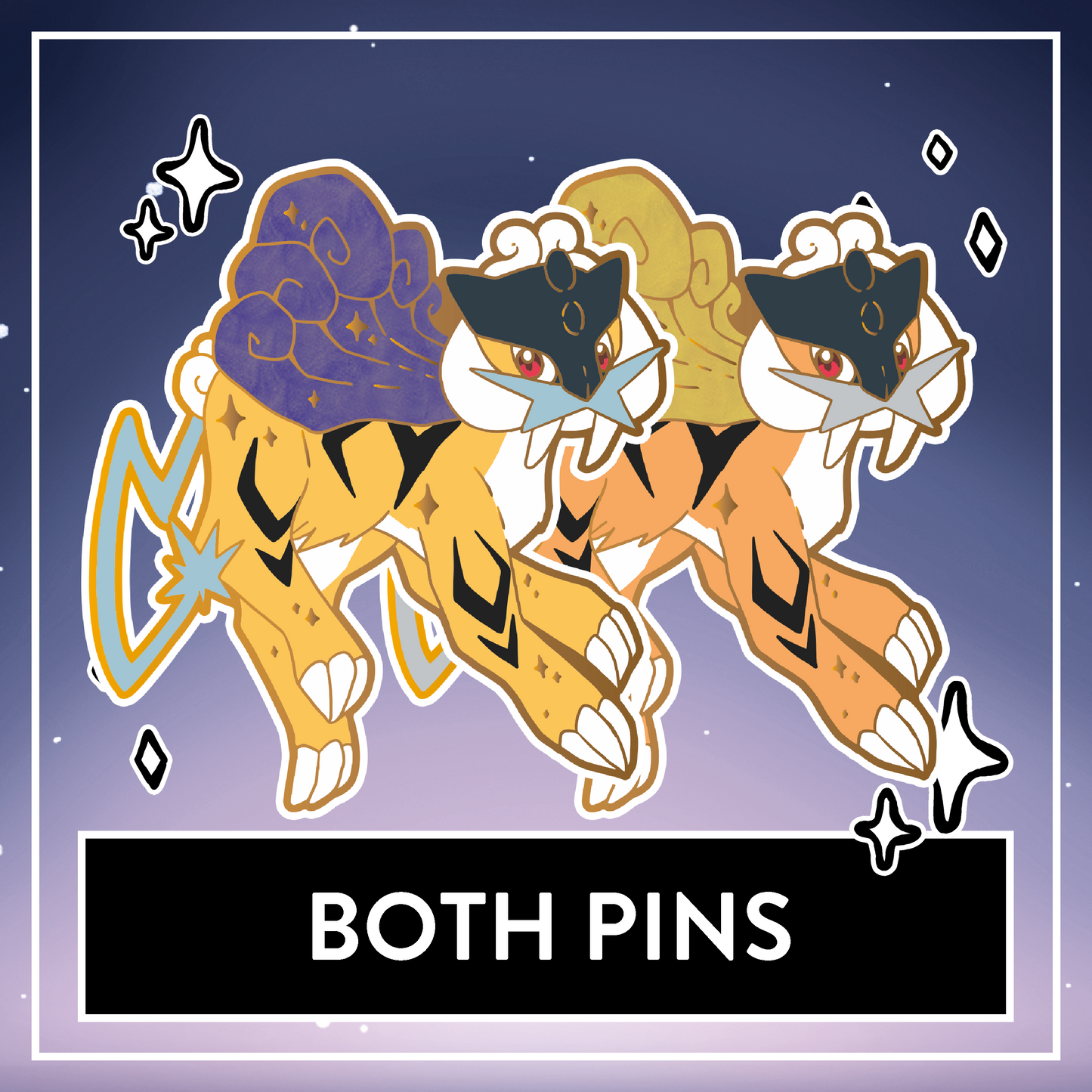 Shiny Raikou & Raikou Pearlescent Enamel Pin