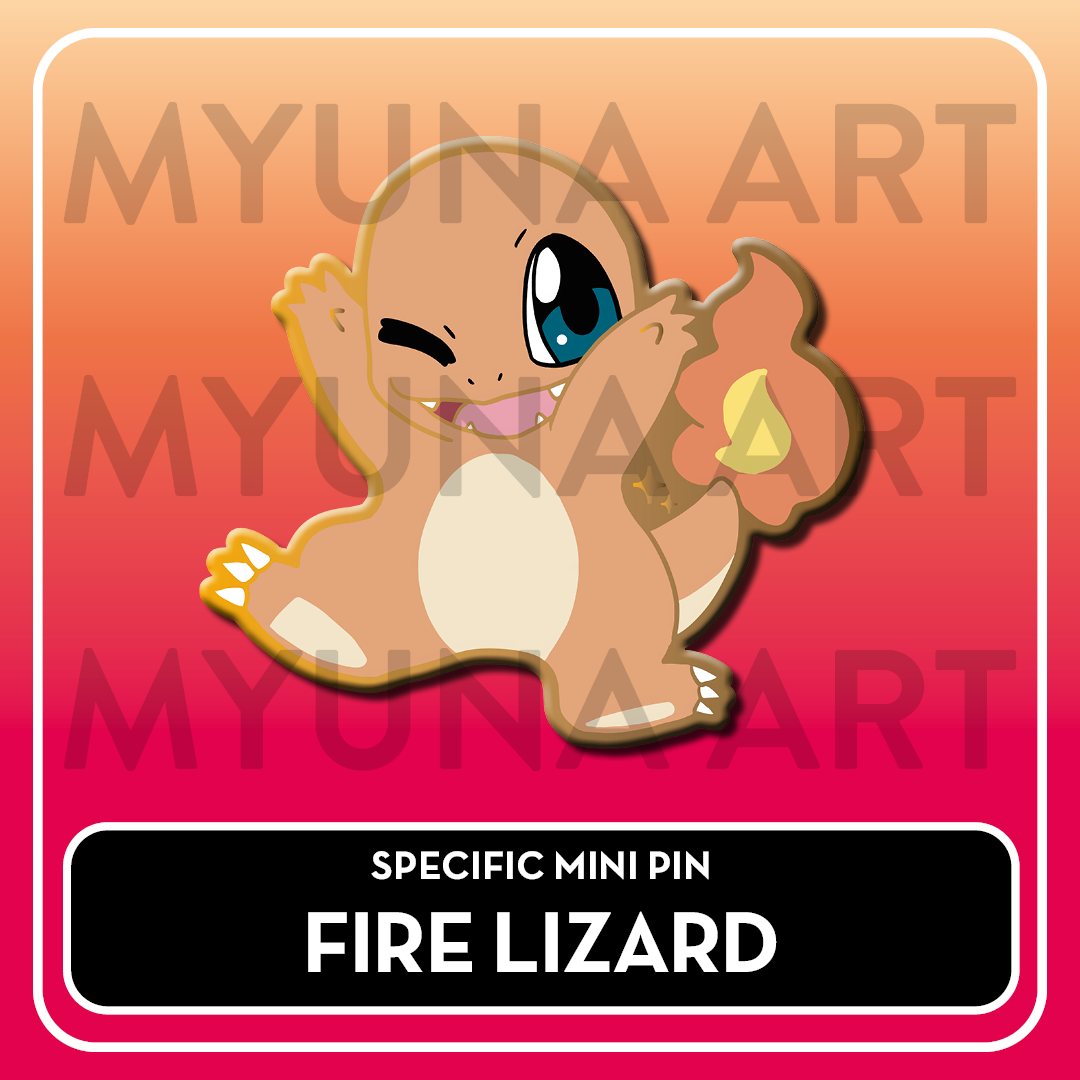 Fire Type Starters - Myuna's Mystery Mix Gacha Mini Pins