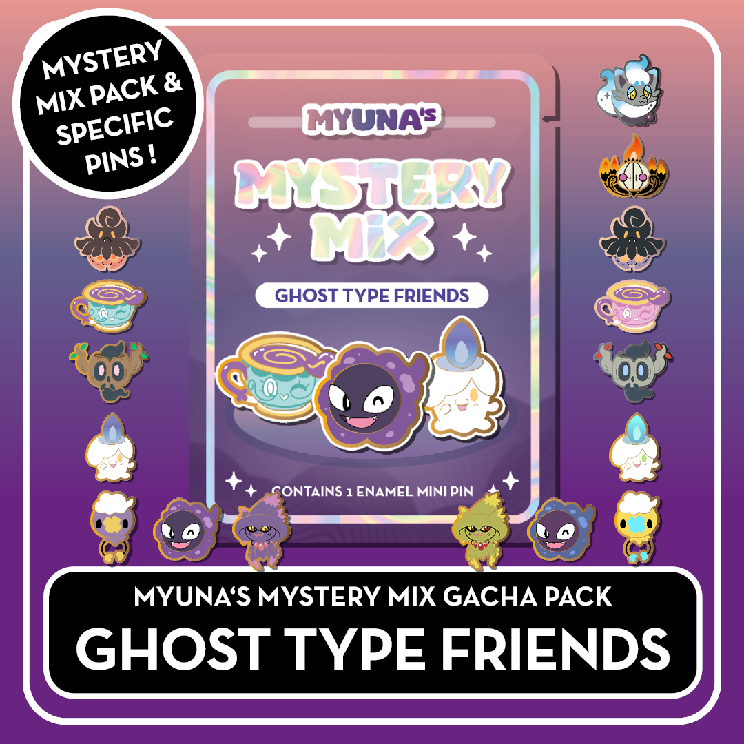 PREORDER Ghost Type Friends - Myuna's Mystery Mix Gacha Mini Pins