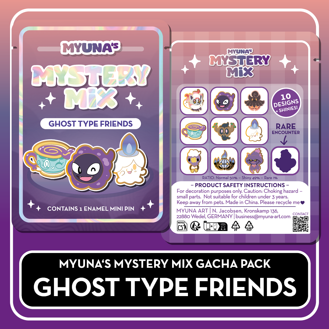 PREORDER Ghost Type Friends - Myuna's Mystery Mix Gacha Mini Pins