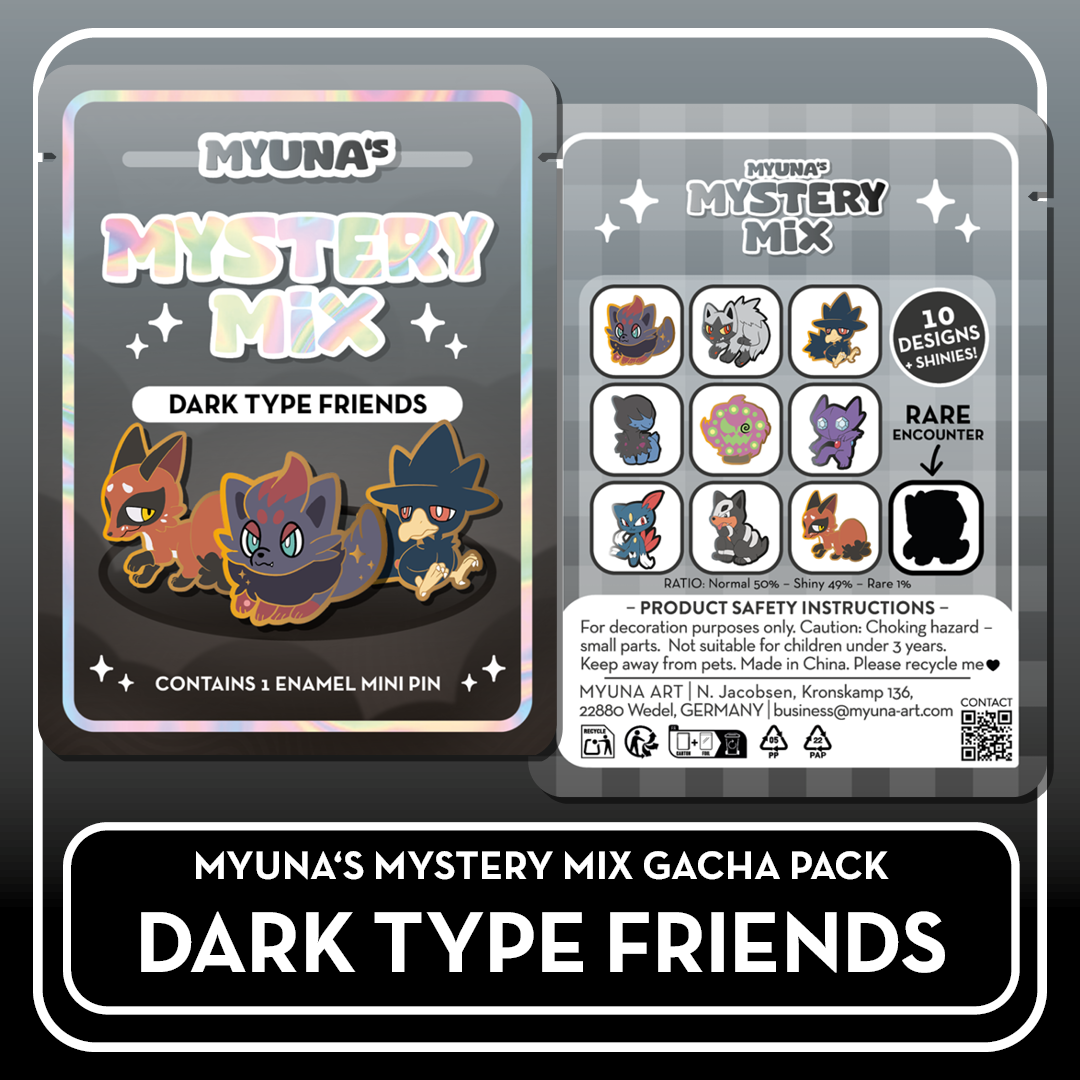 PREORDER Dark Type Friends - Myuna's Mystery Mix Gacha Mini Pins