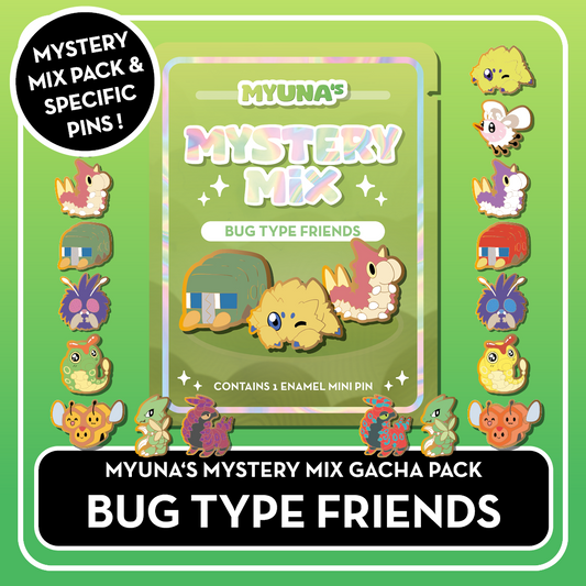 PREORDER Bug Type Friends - Myuna's Mystery Mix Gacha Mini Pins