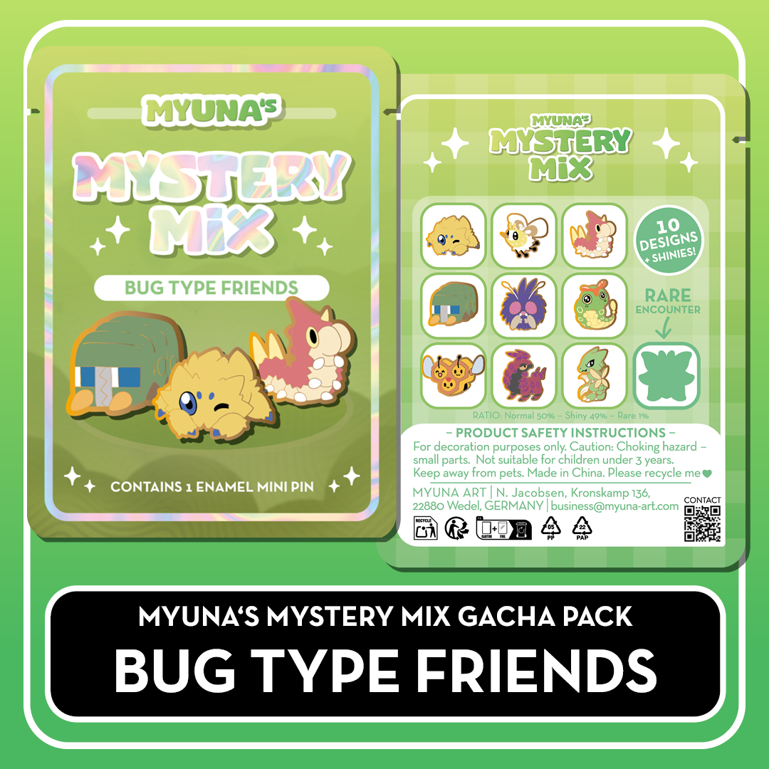 PREORDER Bug Type Friends - Myuna's Mystery Mix Gacha Mini Pins