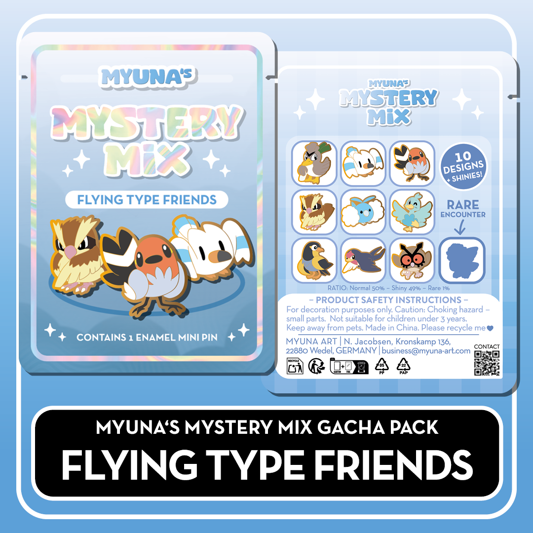 PREORDER Flying Type Friends - Myuna's Mystery Mix Gacha Mini Pins