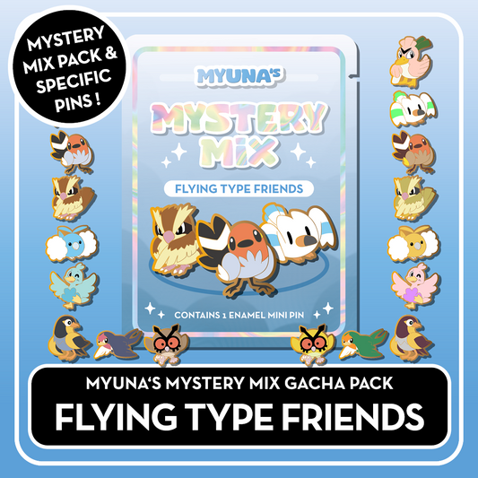 PREORDER Flying Type Friends - Myuna's Mystery Mix Gacha Mini Pins