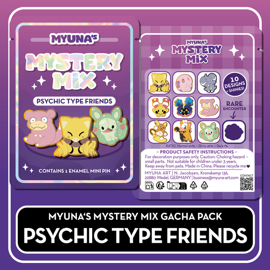 PREORDER Psychic Type Friends - Myuna's Mystery Mix Gacha Mini Pins