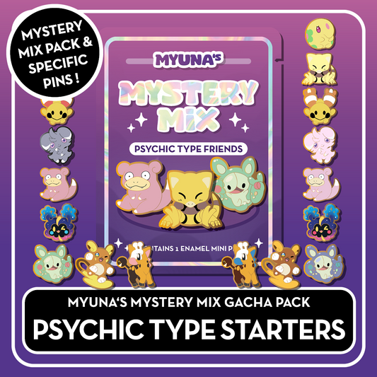 PREORDER Psychic Type Friends - Myuna's Mystery Mix Gacha Mini Pins