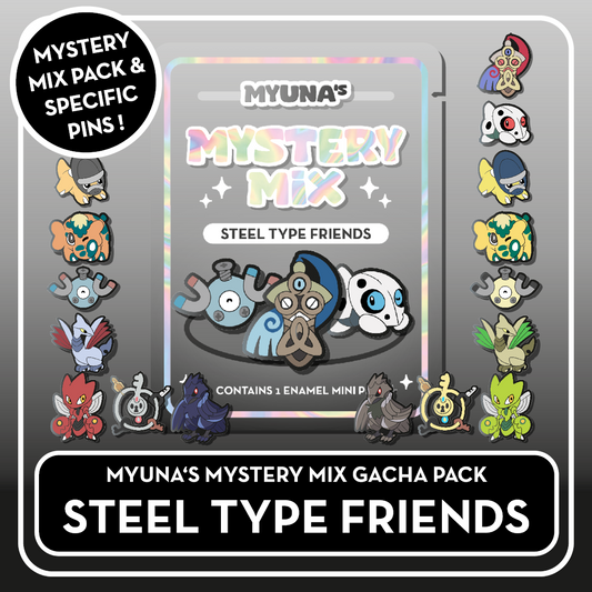 PREORDER Steel Type Friends - Myuna's Mystery Mix Gacha Mini Pins