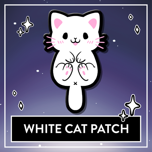 White Cat Plush Patch