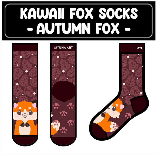 Kawaii Fox Socks - Autumn Fox Socks -