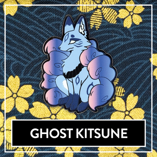 Ghost Kitsune Pin - May 2025 Patreon PinClub OC Original Art Pin