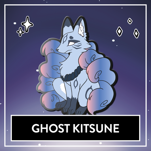 Ghost Kitsune Pin - May 2025 Patreon PinClub OC Original Art Pin